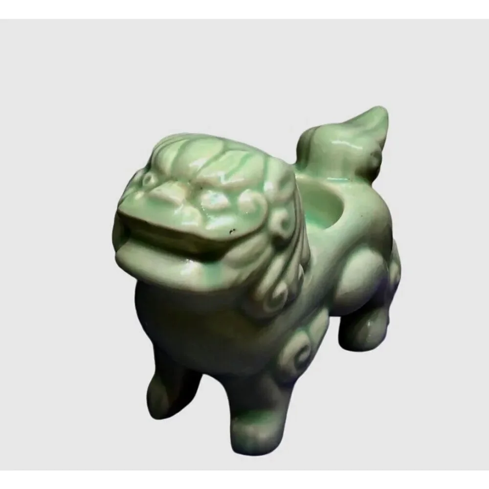 Foo Dog Candle Holder—VNT MCM Celadon Green Asian Style Figure